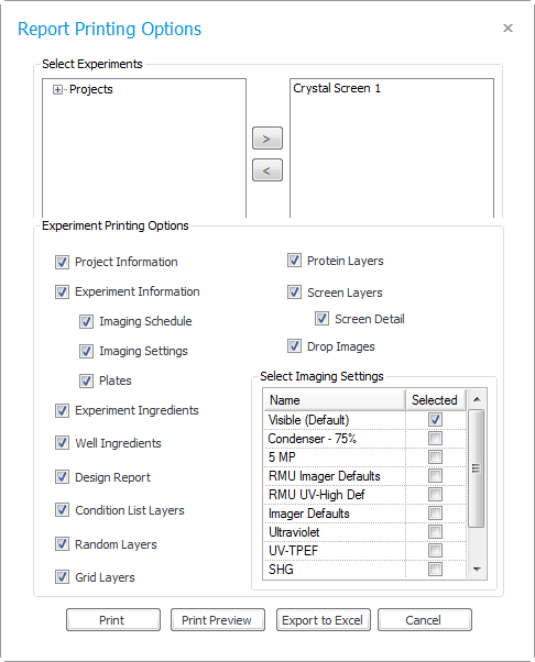 Report Printing Options